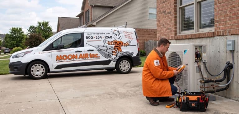 Moon Air Tech Fixing Heat Pump Blowing Cold Air In The Winter