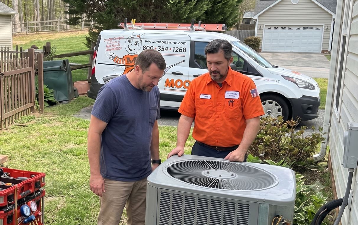 Moon Air Tech Talking With Homeowner In Tri State Are About What Size Hvac System