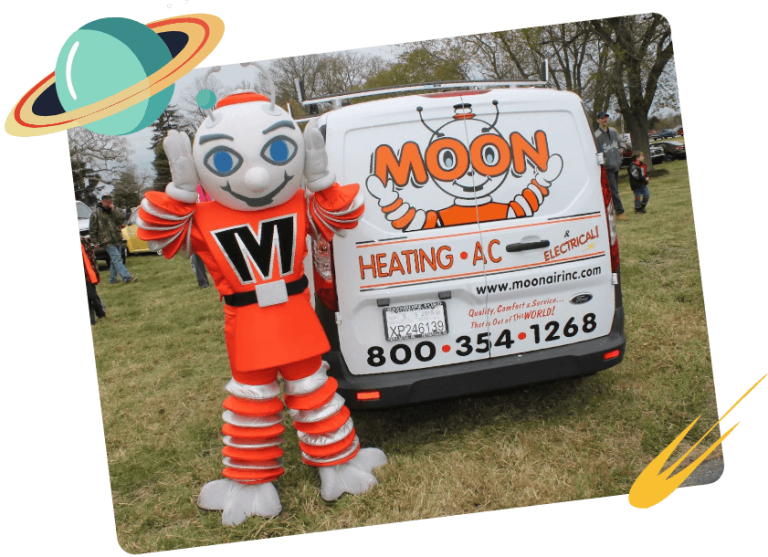 Moon Man Mascot With Van