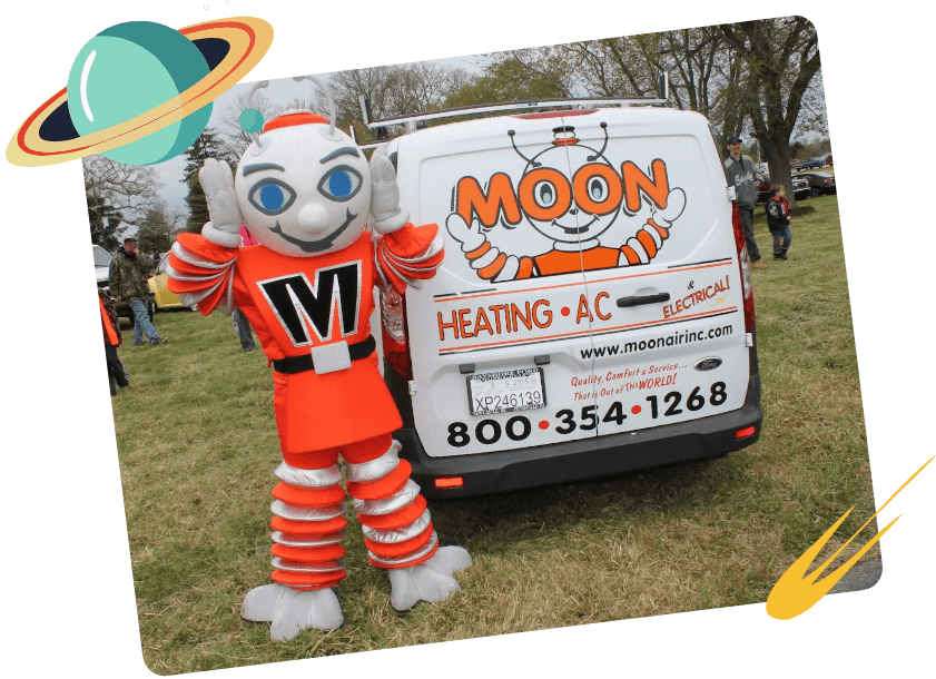 Moon Man Mascot With Van